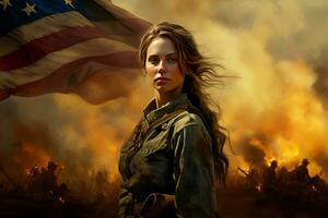 patriottico americano carino donna militare Vintage ▾. creare ai foto