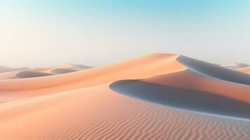 tranquillo sabbia dune sotto un' pastello cielo, trasudante serenità e ideale per viaggio e benessere annunci ai generativo foto