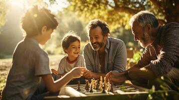 illuminata dal sole parco momenti cattura diverso generazionale obbligazioni a partire dal bambini piccoli per anziani ai generativo foto