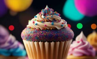 colorato dolce cupcake, generativo ai illustrazione. foto