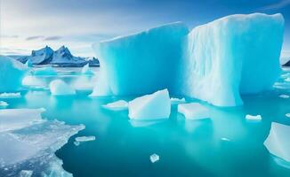 ghiaccio formazioni e iceberg, generativo ai illustrazione. foto