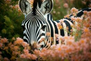 zebra nel fiori. creare ai foto