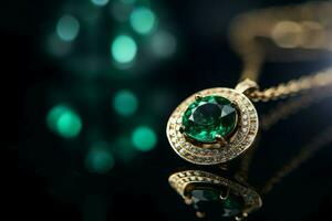 Smeraldo pietra d'oro collana. creare ai foto