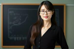 femmina asiatico insegnante. creare ai foto