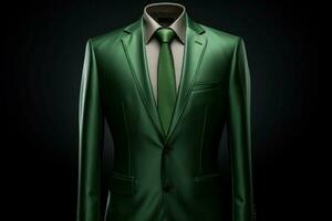 elegante uomini verde completo da uomo modello. creare ai foto