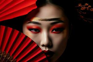 rosso geisha avvicinamento. creare ai foto