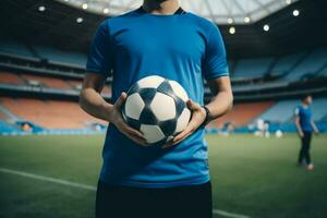 calcio giocatore con sfera. creare ai foto