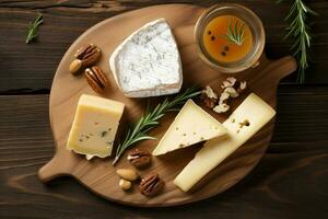 formaggio piatto noccioline cibo. creare ai foto