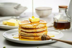 Pancakes Miele. creare ai foto