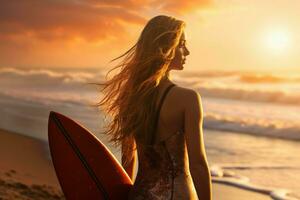 surfer sexy ragazza. creare ai foto