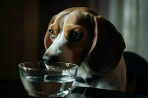 beagle cane bevande acqua. creare ai foto
