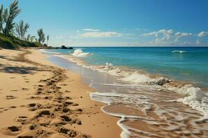 costiero percorsi, impronte modello sabbioso spiaggia, Testimoni per Oceanside viaggi prese ai generato foto