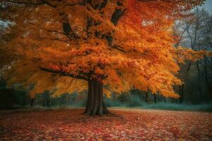 autunno albero giallo. creare ai foto