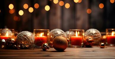 Natale ardente candela, sfocato bokeh sfondo, nuovo anno - ai generato Immagine foto