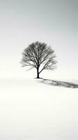 solitario albero getto ombre contro rigido bianca sfondo ai generativo foto
