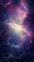 travolgente bellezza di spazio con un' lontano nebulosa in mezzo un' pieno di stelle cielo ai generativo foto