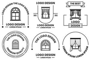 porta e finestra logo nel piatto linea arte stile foto