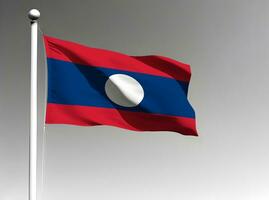 Laos nazionale bandiera agitando su grigio sfondo foto