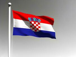 Croazia nazionale bandiera agitando su grigio sfondo foto