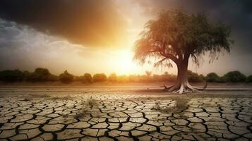 il riarso terra, comprensione il devastazioni di siccità, globale riscaldamento e clima modificare, ambientale problema. generativo ai foto