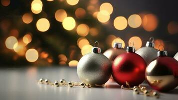 Natale sfondo, ornamenti e Natale albero. generativo ai foto