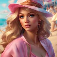 sexy Barbie ragazza su il spiaggia foto