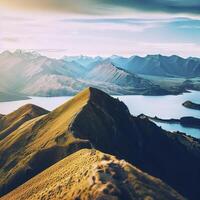 roys picco montagna escursione nel wanaka nuovo zelanda. popolare turismo viaggio destinazione. concetto per escursioni a piedi viaggio e avventura. ai generativo foto