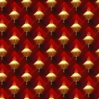 giapponese senza soluzione di continuità modello nel orientale geometrico tradizionale stile. 3d festivo ornamento per lunare Cinese nuovo anno decorazione. rosso e d'oro astratto asiatico vettore creativo motivo. Vintage ▾ tigre foto