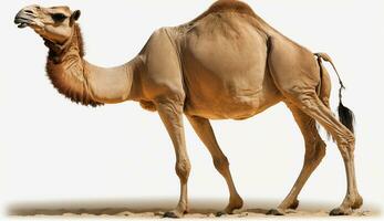 arabo cammello animale su un' bianca sfondo ai generato foto