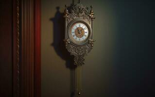 un antico pendolo orologio sospeso a partire dal un' parete 35 mm fotografia ai generato Immagine foto