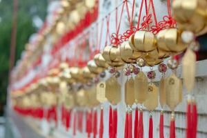 d'oro rosso amuleto come un' simbolo benedizione per bene fortunato contento salutare fortuna nel asiatico Cinese tradizione, affascinante giallo bianca talismano per Cinese nuovo anno desiderio per successo e ricchezza i soldi vita foto