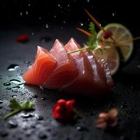 un' sashimi con sfocatura sfondo ai generativo foto