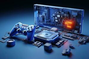3d realistico gioco console, video gioco telecomando da gioco o gamepad foto