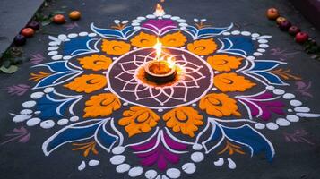 un' colorato Rangoli, Diwali azione immagini, realistico azione fotografie