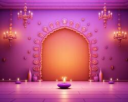 contento Diwali sfondo colorato lampada con candela, Diwali azione immagini, cartone animato illustrazione arte foto