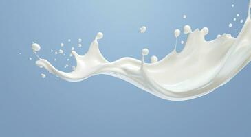 bianca latte spruzzo isolato su sfondo, liquido o Yogurt spruzzata, 3d illustrazione. generativo ai foto