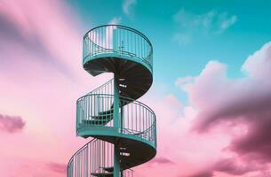 spirale le scale rosa cielo sicurezza. creare ai foto