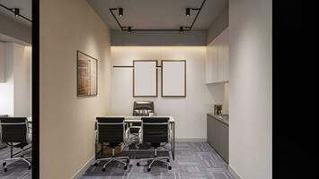 Abbracciare una persona minimalismo semplificando ufficio interni per messa a fuoco e chiarezza 3d interpretazione foto