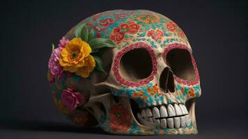 floreale ornato messicano cranio ispirato di catrina ai generato foto
