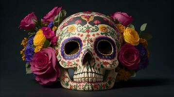 fiore ornato messicano catrina cranio ai generato foto