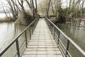 vecchio ponte di legno in un lago foto
