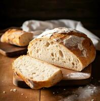 un' avvicinamento di un' pagnotta di pane, mondo cibo giorno immagini foto