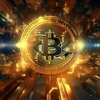 criptovaluta bitcoin digitale i soldi d'oro moneta tecnologia illustrazione foto