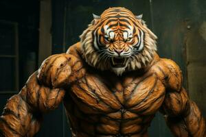 feroce bodybuilding tigre. creare ai foto