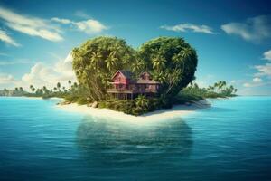 esotico bellissimo tropicale isola cuore. creare ai foto