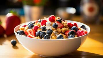 ciotola di cereali per prima colazione foto