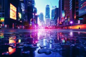 futuristico strada moderno città notte ai generato foto
