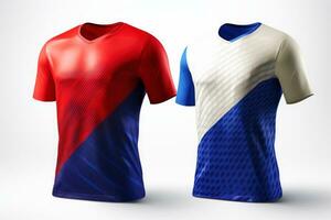 gli sport calcio squadra uniformi multicolori camicia isolato su bianca sfondo, generativo ai illustrazione foto