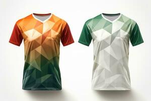 modello gli sport calcio squadra uniformi multicolori camicia, generativo ai illustrazione foto