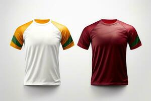 modello gli sport calcio squadra uniformi multicolori camicia, generativo ai illustrazione foto